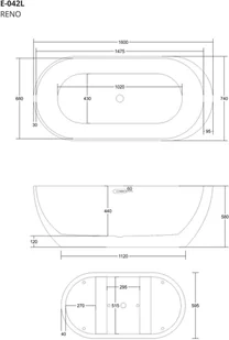 Corsan Wanna wolnostojąca E042 Reno 160 z wykończeniem różowe złoto 649100 - Wanny - miniaturka - grafika 2