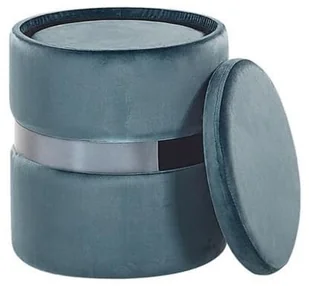 Beliani Zestaw 2 pufów ze schowkiem welurowy niebieski DORIS - Taborety i hokery - miniaturka - grafika 4