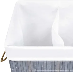 vidaXL Bambusowy kosz na pranie, szary, 72 L vidaXL - Kosze na bieliznę - miniaturka - grafika 6