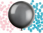 Balony i akcesoria - Unique Czarny balon duże z konfetti Baby Shower - 1 szt. U54600 - miniaturka - grafika 1