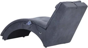 vidaXL Szezlong masujący z poduszką, szary, sztuczna skóra zamszowa - Szezlongi - miniaturka - grafika 5