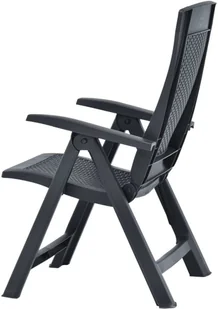 vidaXL Rozkładane krzesła do ogrodu, 2 szt., plastikowe, antracytowe - Fotele i krzesła ogrodowe - miniaturka - grafika 6