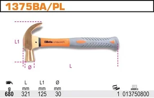 Beta MŁOTEK DO GWOŹDZI NIEISKRZĄCY 1375BA/PL - Młotki - miniaturka - grafika 2