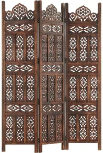 vidaXL vidaXL Parawan 3-panelowy, rzeźbiony, brązowy 120x165 cm, drewno mango - Parawany - miniaturka - grafika 6
