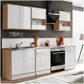 Szafki kuchenne - MEBLE OKMED Zestaw mebli kuchennych Vanessa 6 el. 200 cm kolor biały/dąb - miniaturka - grafika 1