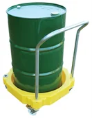 Pozostałe wyposażenie warsztatu - ROMOLD Wózek Na Beczkę, Polietylenowy Okrągły Z Rączką Romold - Pojemność 30L Żółty Fi 72,5 Cm - miniaturka - grafika 1