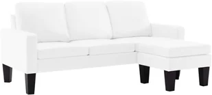 vidaXL 3-osobowa sofa z podnóżkiem, biała, sztuczna skóra - Narożniki - miniaturka - grafika 2