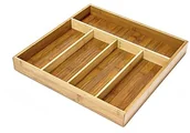 Akcesoria do sztućców - Relaxdays skrzynka na sztućce z 5 półkami wys. x szer. x gł.: ok. 4 x 34 x 33,5 cm skrzynka na sztućce wkładka wykonana z bambusa jako szufladą organizer i wkładka z dużych szuflad z drewna łatwe w ut 10018887 - miniaturka - grafika 1