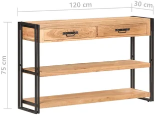 vidaXL Szafka, 120x30x75 cm, lite drewno akacjowe 321803 - Szafki do salonu - miniaturka - grafika 16