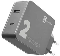Ładowarki do telefonów - Ładowarka sieciowa CellularLine Multipower 2 Combo 1xUSB 2.0 1xUSB-C 42W ACHITUSB2PD42K) Czarna - miniaturka - grafika 1