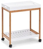 Wózki kuchenne - Zeller Stolik pomocniczy, wózek m. taca, Bamboo/MDF biały 18863 - miniaturka - grafika 1
