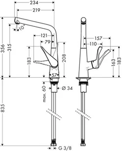 Hansgrohe Metris 14822800 - Baterie kuchenne - miniaturka - grafika 2