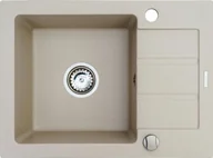 Zlewozmywaki - Maidsinks Zlewozmywak granitowy jednokomorowy z ociekaczem 62x44 1B 1D beż piaskowy (Pyragranit kolor beżowy) - miniaturka - grafika 1