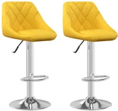 Taborety i hokery - vidaXL Stołki barowe, 2 szt., musztardowe, obite aksamitem - miniaturka - grafika 1