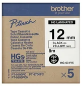 Taśmy do drukarek barwiące - Brother HGE-631 V5 5x Taśma 12mm laminowana żółta (do wydruków wysokiej rozdzielczości), czarny nadruk E671-98505_20150122105905 - miniaturka - grafika 1