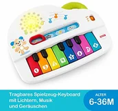 Instrumenty muzyczne dla dzieci - Fisher Price GFK01 pierwszy keyboard, pianino zabawka edukacyjna z piosenkami, dźwiękami i zestawami od 6 miesięcy, w języku niemieckim - miniaturka - grafika 1