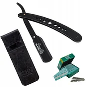 Brzytwy fryzjerskie - Czarna Brzytwa Do Golenia Fryzjerska + 100 Żyletek - miniaturka - grafika 1