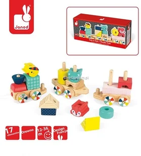 Janod - Pociąg z klockami do ciągnięcia Baby Forest - Klocki - miniaturka - grafika 2