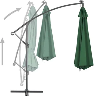 vidaXL Parasol wiszący z LED i metalową rurą, 350 cm, zielony - Parasole ogrodowe - miniaturka - grafika 4