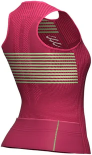Compressport Triathlonowa koszulka kompresyjna damska TRI POSTURAL TANK TOP różowo-zielona - Bielizna sportowa damska - miniaturka - grafika 3