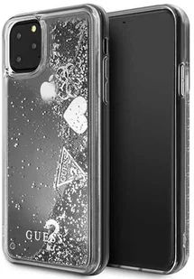 Guess Etui Glitter Hearts iPhone 11 Pro Max, srebrne 3700740461952 - Etui i futerały do telefonów - miniaturka - grafika 2