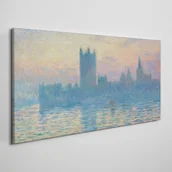 Obrazy i zdjęcia - PL Coloray Obraz na Płótnie Domy Zachód Słońca Monet 140x70cm - miniaturka - grafika 1