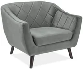 Fotele - Signal FOTEL MOLLY 1 VELVET SZARY BLUVEL 14 / WENGE (T) - miniaturka - grafika 1