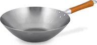 Woki - NoName Patelnia patelnia wok 32 cm stal/drewno srebrny/brązowy twm_872257 - miniaturka - grafika 1
