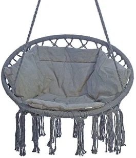 SASKA GARDEN Hamak ażurowy fotel wiszący 80x60cm luxe z poduszką szary 1026954 - Fotele ogrodowe wiszące - miniaturka - grafika 20