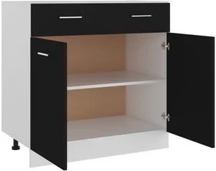 vidaXL Szafka kuchenna, czarna, 80x46x81,5 cm, płyta wiórowa - Szafki kuchenne - miniaturka - grafika 5