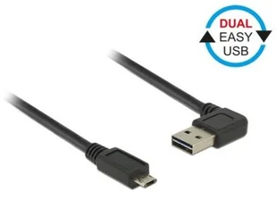 Delock Kabel USB micro AM-BM 2.0 0.5m czarny kątowy lewo/prawo Dual EasyUSB - Kable USB - miniaturka - grafika 2