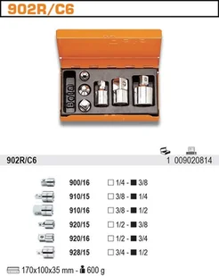 Beta KOMPLET 6 ŁĄCZNIKÓW PRZEJŚC.DO NASADEK 902R/C6 - Klucze i nasadki - miniaturka - grafika 2