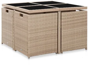 vidaXL 5 częściowy zestaw mebli ogrodowych z poduszkami rattan PE beżowy 46385 46385 - Meble ogrodowe - miniaturka - grafika 4