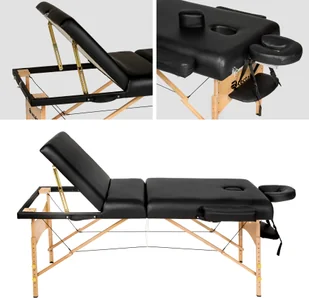 tectake 3-strefowy stół do masażu z 10 cm wyściółką i drewnianą ramą - czarny 400279 - Stoły i łóżka do masażu - miniaturka - grafika 3