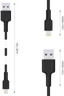 AUKEY CB-AL05 NYLONOWY KABEL LIGHTNING APPLE 2M CB-AL05 - Kable komputerowe i do monitorów - miniaturka - grafika 6
