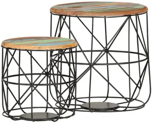 vidaXL Stoliki kawowe, 2 szt., lite drewno z odzysku Stoliki kawowe, 2 szt., lite drewno z odzysku - Stoły - miniaturka - grafika 8