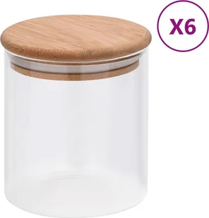 vidaXL vidaXL Szklane słoje z bambusową pokrywką 6 szt. 600 ml 150694 - Pojemniki kuchenne - miniaturka - grafika 8