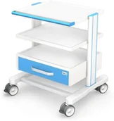 Meble i wyposażenie gabinetów medycznych - Ztm Tech-med AR80-2 stolik-wózek z 3 blatami pod aparaty medyczne i szufladą AR80-2 (AP2-03-BPS(1)-50-80-W-0000) - miniaturka - grafika 1