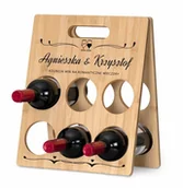 Stojaki na wino - Murrano Drewniany stojak na wino z nadrukiem na prezent dla pary na ślub SDW-029 - miniaturka - grafika 1