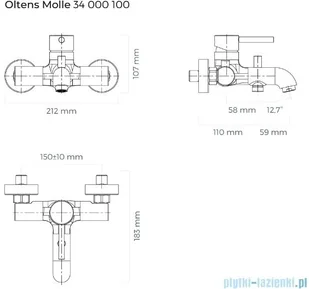 Oltens Molle wannowa chrom 34000100 - Baterie wannowe i prysznicowe - miniaturka - grafika 2