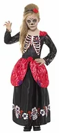 Stroje karnawałowe - Smiffys smiffy kroki  dziewcząt Deluxe dzień Zmarłych kostium dla dzieci, sukienka i opaska na włosy, czarna, s, czarny 45188S - miniaturka - grafika 1