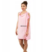 Szlafroki damskie - RĘCZNIK - SZLAFROK KOSZULKA 2 in 1 różowy - miniaturka - grafika 1