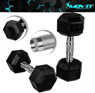 MOVIT HANTLE ŻELIWNE GUMOWANE HEX 2X 8 KG TRENING 20040891 - Hantle i ciężarki - miniaturka - grafika 2