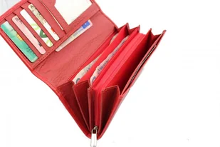 PolskaGalanteria.pl Portfel Damski PolskaGalanteria Długi Suwak Skóra Naturalna Czerwony Klapka z Wstawką Wzór VI KP D402 - Portfele - miniaturka - grafika 6