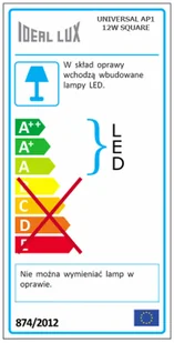 IDEAL LUX Lampa Ścienna/Sufitowa Universal Ap1 12w Square Bianco 138633 Wys. 17,0 - Lampy sufitowe - miniaturka - grafika 3