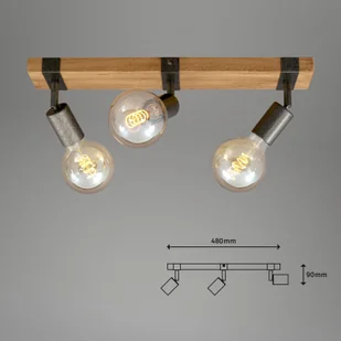 Briloner Lampa sufitowa Wood Basic, 3-punktowa - Lampy sufitowe - miniaturka - grafika 3