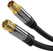 Kable - KabelDirekt omów HDTV kabel, złącze F SAT/TV bezpośrednio na wtyk współosiowy, przewód koncentryczny do TV, Radio, DVB-C, DVB-S, DVB-T2  Pro Series 7,5m szary/czarny 923 - miniaturka - grafika 1