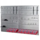 Pozostałe wyposażenie warsztatu - Metalowa tablica narzędziowa uchwyty + 8 kuwet - miniaturka - grafika 1