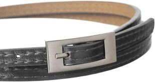 Cavaldi 4U Damski pasek skórzany wąski czarny - Paski - miniaturka - grafika 3