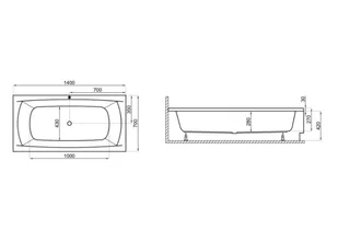 Polimat Wanna prostokątna 140x70 Apri + czarna obudowa + Syfon 00370, 00389, 00390 - Wanny - miniaturka - grafika 3